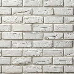 White brick wall with evenly sized rectangular bricks background.