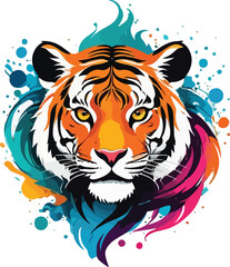 Colorful Tiger vector design, Tiger logo and icon Design, Tiger vector design
