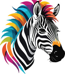 Colorful Zebra Head vector design, Zebra logo and icon Design, Zebra vector design