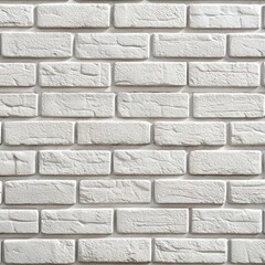 Obraz premium White brick wall with evenly sized rectangular bricks background.