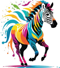 Fototapeta premium Colorful Zebra Illustration vector design, Zebra logo and icon Design, Zebra Illustration vector design