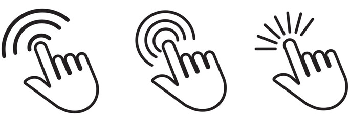 Stroke Mouse Click and Arrow Cursor Icon Set EPS 10 