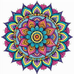 Hand drawing Mandala Vector  design, Mandala pattern colored background, Vector Illustration.