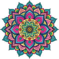 Hand drawing Mandala Vector  design, Mandala pattern colored background, Vector Illustration.