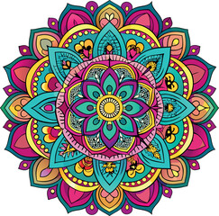 Hand drawing Mandala Vector  design, Mandala pattern colored background, Vector Illustration.