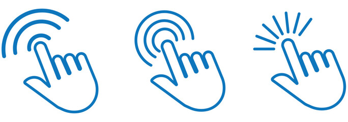 Obraz premium Stroke Mouse Click and Arrow Cursor Icon Set EPS 10 