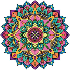Hand drawing Mandala Vector  design, Mandala pattern colored background, Vector Illustration.