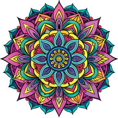 Hand drawing Mandala Vector  design, Mandala pattern colored background, Vector Illustration.