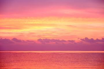 pink sky, clouds and the sea in the  morning