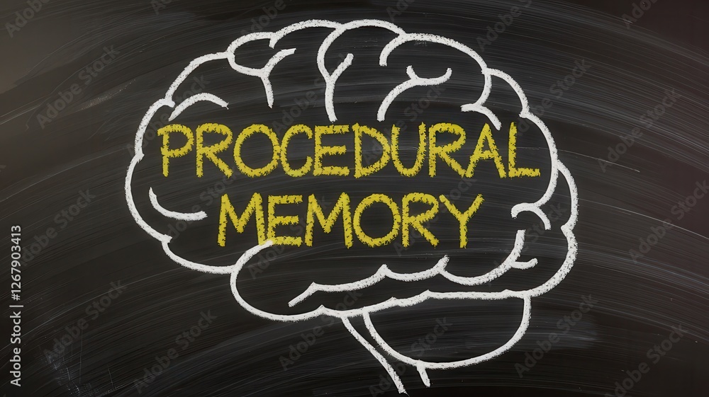 Poster chalkboard displays procedural memory in the shape of a brain