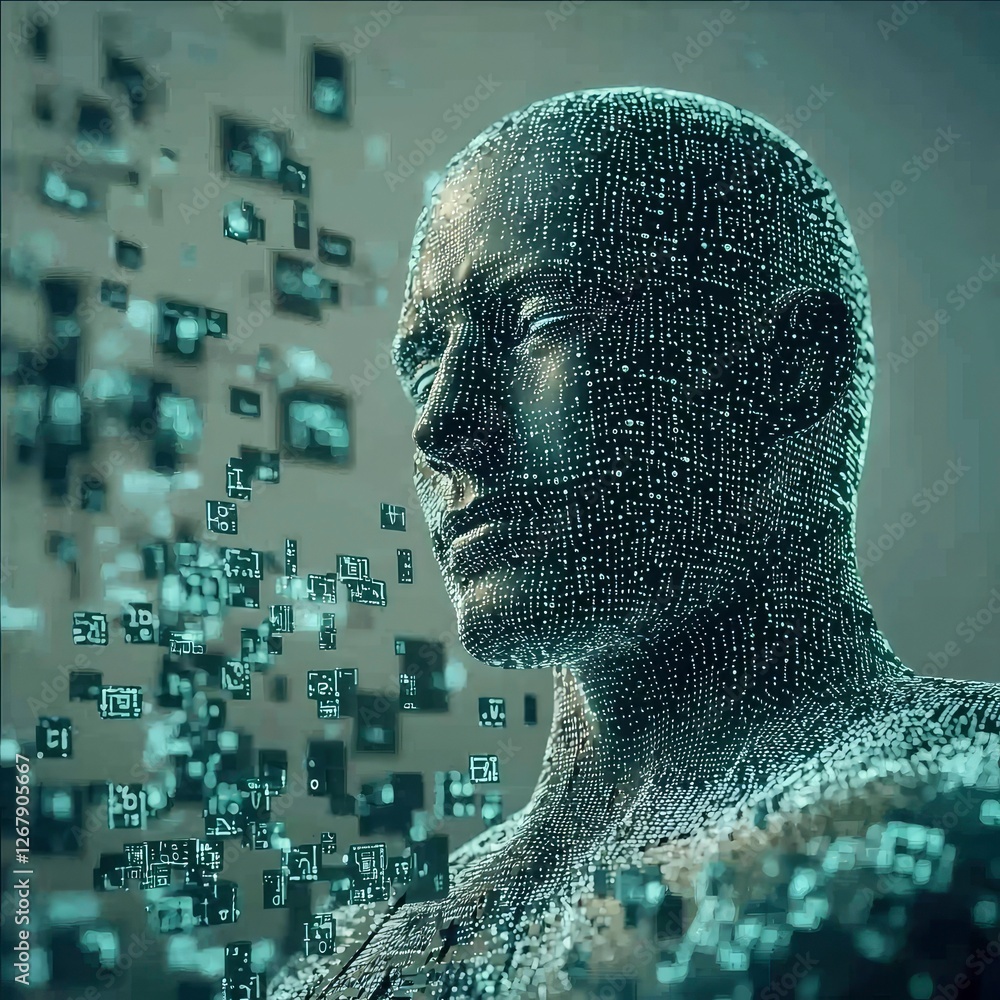 Aufkleber digital human data stream and artificial intelligence concept