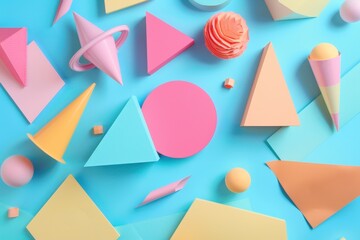 Abstract geometric shapes and pastel colors creative design studio setting