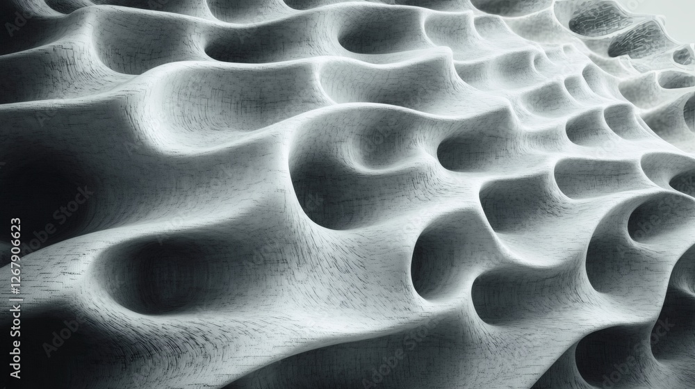 Aufkleber intricate textural patterns of a sculptural surface in monochrome lighting. generative ai