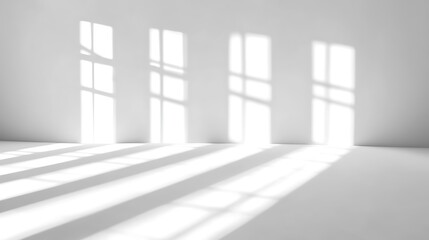 Fototapeta premium White Room With Four Window Light Shadows
