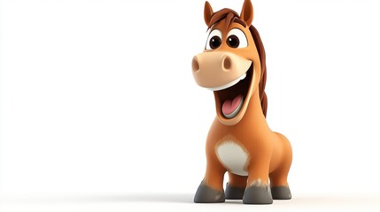 Naklejka premium A cartoon horse with a big smile on its face. The horse is standing on a white background