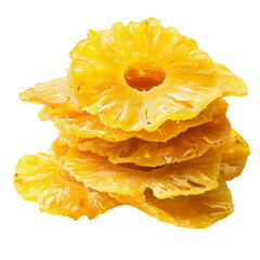 Dried pineapple slices isolated on white
