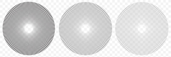 Radial circle lines. Circular radiating lines geometric design element. line burst vector illustration. Radial circle lines vector set. Circular element with radiating lines. Radial circle shape.EPS10