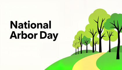 Trees and pathway celebrating National Arbor Day