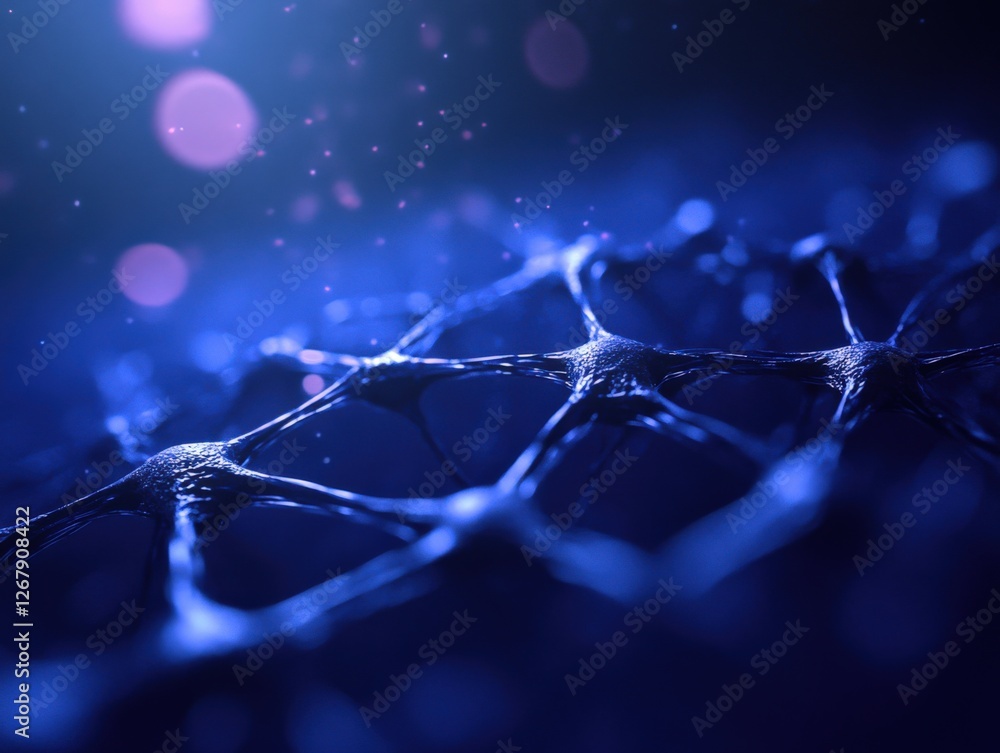 Poster abstract neural network connection with blue lighting