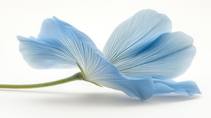 Naklejka premium Delicate light blue flower petals, studio shot, white background, artistic flower display