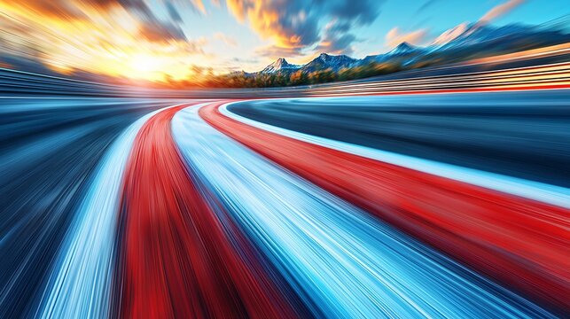 Race track sunset mountain speed