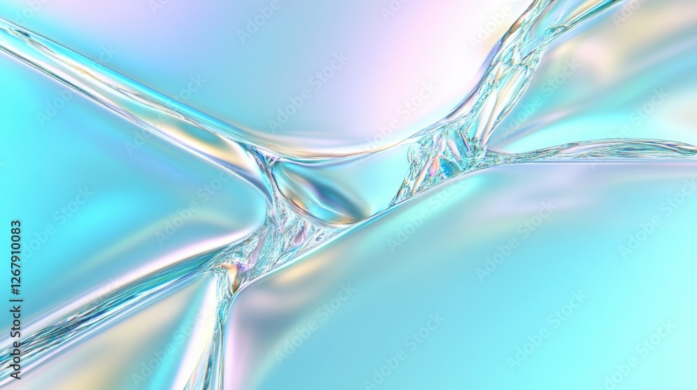 Poster abstract fluid design with iridescent colors and smooth curves