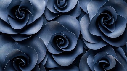 Deep blue paper rose bouquet background