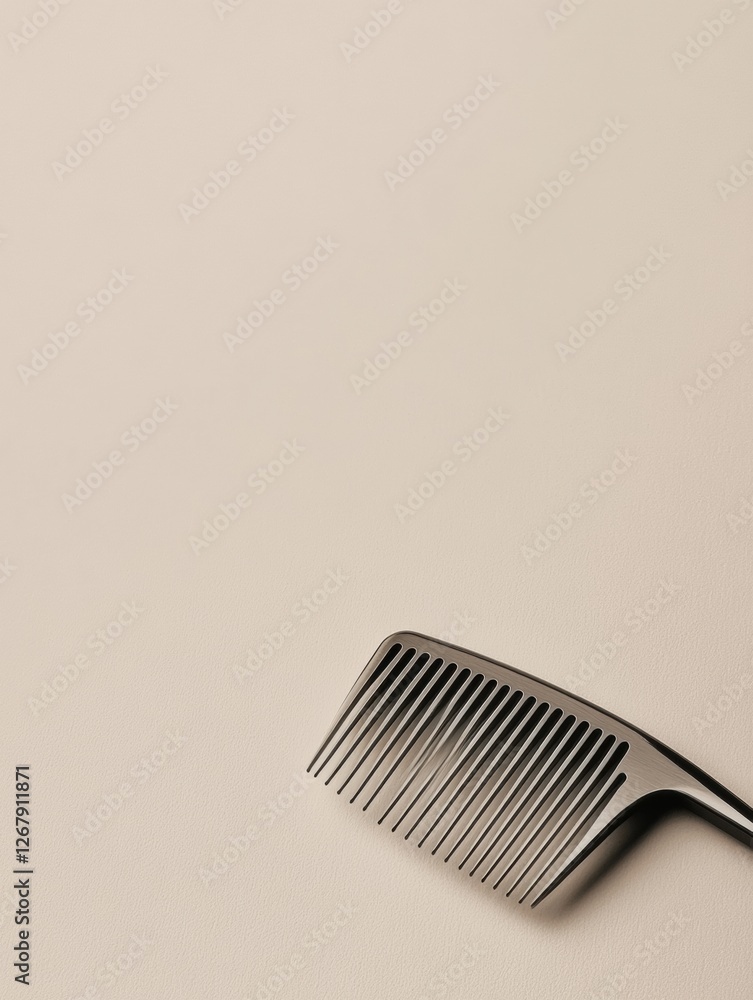 Poster sleek black comb resting on a neutral background perfect for hair styling and grooming tasks. genera