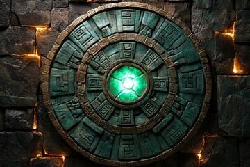 Ancient stone disc with glowing center