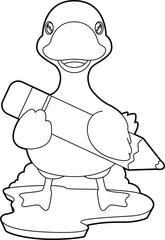 Duck Pupil Pencil School Animal Vector Graphic Art Illustration