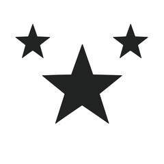 Obraz premium Stylized arrangement of three black stars in varying sizes representing celestial beauty in a minimalist style, icon
