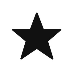 Solid black star illustration representing excellence and achievement in a bold design, icon