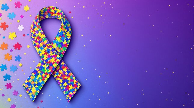 Autism Awareness abstract background with ribbon
