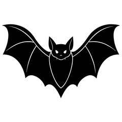 Bat black silhouette vector, Simple silhouette Design vector icon with white background. Halloween bat vector, Wild animal vector 