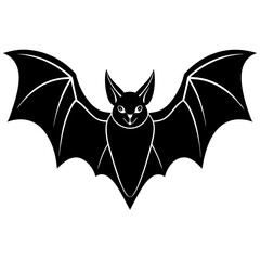 Bat black silhouette vector, Simple silhouette Design vector icon with white background. Halloween bat vector, Wild animal vector 