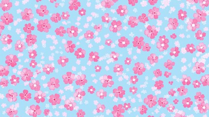 allover vector pink small flower pattern on blue