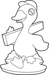 Duck Wooden board Animal Vector Graphic Art Illustration