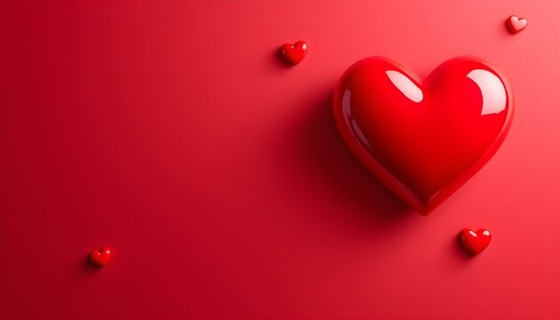 Un coraz&oacute;n rojo sobre un fondo rojo con m&aacute;s corazones