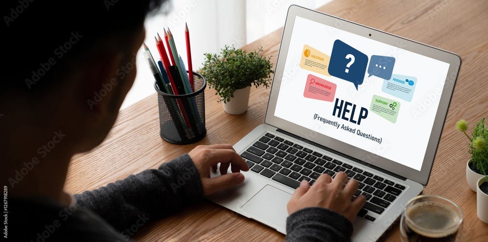 Poster help screen on the website provide answer to faq frequently asked question snugly with knowledge inf