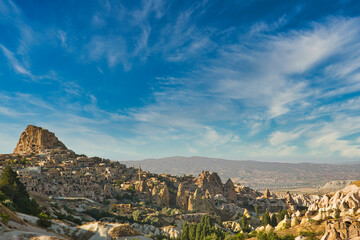 Fototapeta premium The magnificent Cappadocia valley with its rocky structure formed by volcanic tuffs. Nevsehir, Turkey