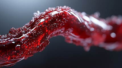 Red liquid swirl, dark background, drink splash