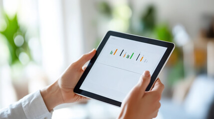 Business analytics and data visualization on digital tablet for modern office applications