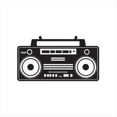 Simple Black and White Boombox Logo &ndash; Flat Design Vector