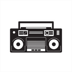 Simple Black and White Boombox Logo &ndash; Flat Design Vector