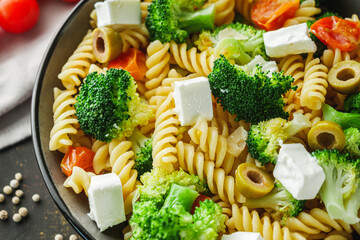 Healthy Italian Fusilli Pasta with Broccoli and Cheese