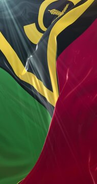Flag of Vanuatu. 4K Vertical. Loop