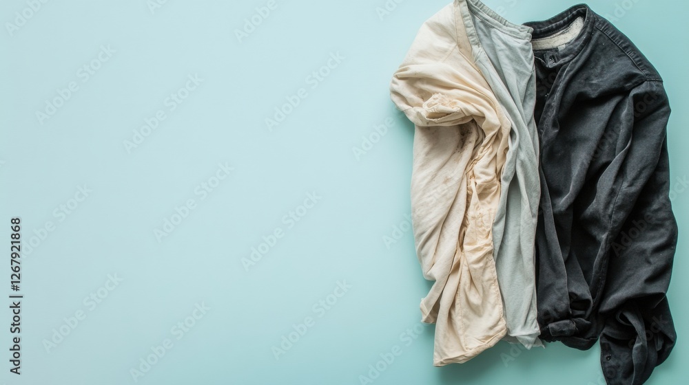 Poster comparison of dirty shirts with freshly laundered clothes showcasing the difference in appearance an