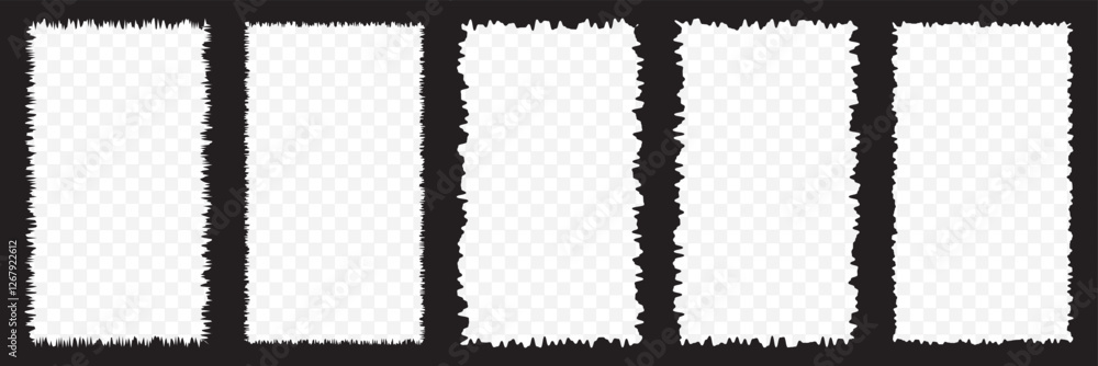 Poster set of vector border frames with rough edges . rectangular frame template collection . distress text