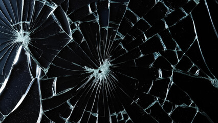 Broken glass with a black background, texture, overlay, broken glass, cracked glass
