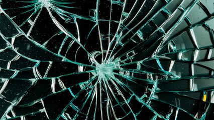 Broken glass with a black background, texture, overlay, broken glass, cracked glass